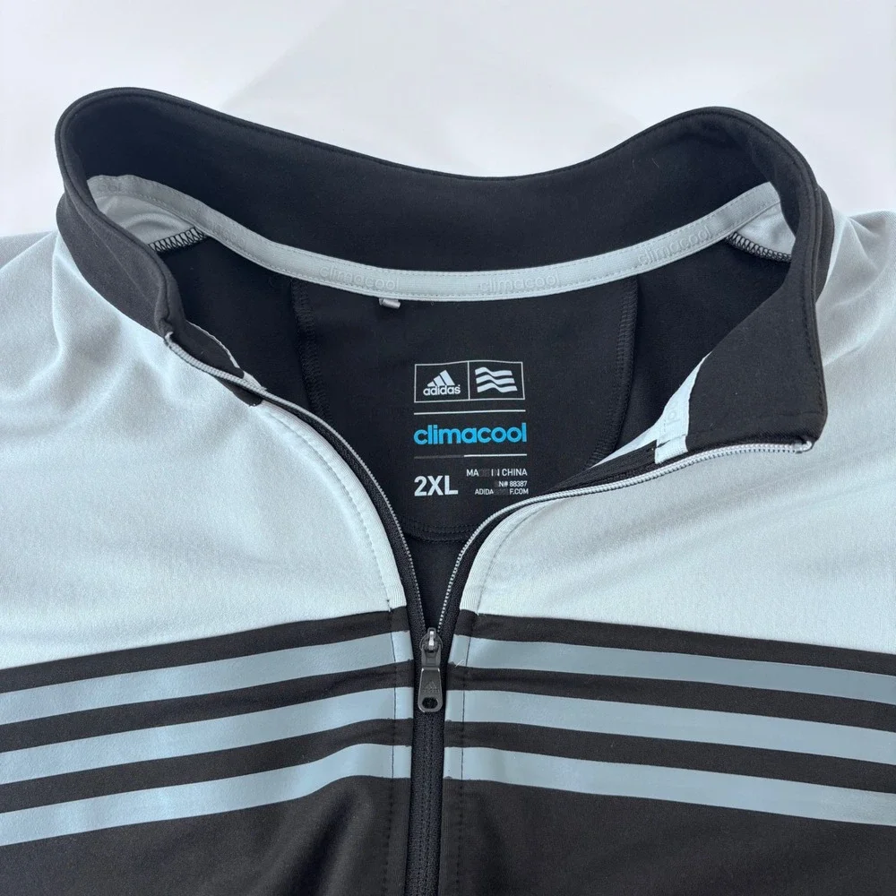 Adidas Golf Climacool Pullover Mens 2XL Black Grey 1/4 Zip 3-Stripe Performance